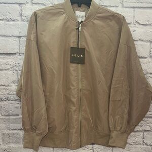 Le Lis Tan Bomber Jacket Lightweight Ribbed